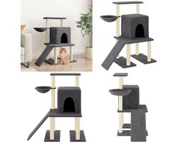 vidaXL Kattenmeubel met sisal krabpalen 96,5 cm donkergrijs - Krabpaal - Krabpalen - Kattenpaal -
