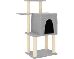 vidaXL - Kattenmeubel - met - sisal - krabpalen - 97 - cm - lichtgrijs