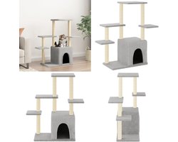 vidaXL Kattenmeubel met sisal krabpalen 97,5 cm lichtgrijs - Krabpaal - Krabpalen - Kattenpaal -