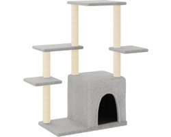 vidaXL - Kattenmeubel - met - sisal - krabpalen - 97,5 - cm - lichtgrijs