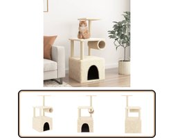 vidaXL Kattenmeubel met sisal krabpalen crèmekleurig Kattenmeubel - Krabpaal - Kattentunnel - Katthuis - Sisalkrabbers