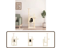 vidaXL Kattenmeubel - Sisal Krabpalen - 132 cm - crème Kattenmeubel - Krabpaal - Kattenkrabber - Sisalkrabbers - Kattenhuisje