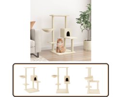 vidaXL Kattenmeubel - Sisal Krabpalen - 95 cm - crèmekleurig Kattenmeubel - Krabpaal - Kattenspullen - Sisalkrabbers - Pluche Kattenmeubel