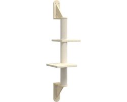 vidaXL - Kattenmeubel - wandgemonteerd - met - krabpaal - 108 - cm - crèmekleurig