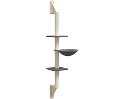 vidaXL - Kattenmeubel - wandgemonteerd - met - krabpaal - 142,5 - cm - donkergrijs