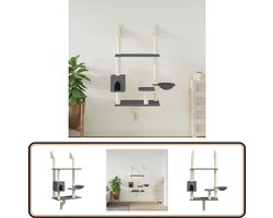 vidaXL - Kattenmeubel - wandgemonteerd - met - krabpaal - 153 - cm - donkergrijs