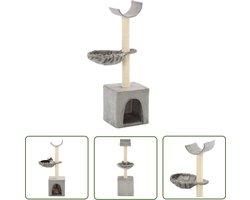 vidaXL Kattenmeubilair - Kattenkrabbers - Kattenkrabpaal met sisal krabpalen 105 cm grijs - Kattenhuis - Kattenmand - Pluche Kattenspullen