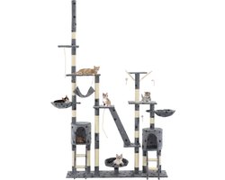 vidaXL - Kattenpaal - met - sisal - krabpalen - 230-250 - cm - pootafdrukken - grijs