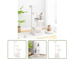 vidaXL Kattenplank - Kattenmeubel - Kattenmeubel 45,5x49x103 cm massief grenenhout wit - Houtkrabber - Grenenhouten Meubilair - Wit Cat Furniture