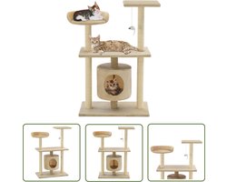 vidaXL Kattenspelen - Kattenkrabbers - Kattenkrabpaal met sisal krabpalen 95 cm beige - Kattenhuis - Pluche Kattenspelletjes - Katten Boom