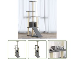 vidaXL Kattenspelen - Kattenmeubel - Kattenmeubel met sisal krabpalen 155 cm lichtgrijs - Kattenkrabpaal - Sisaltouw - Pluche Bank