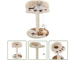 vidaXL Kattenspelletjes - Kattenkrabbers - Kattenkrabpaal met sisal krabpaal 40 cm beige en bruin - Kattenhuis - Pluche Krabpalen - Sisalkrabbers