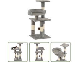 vidaXL Kattenspelletjes - Kattenkrabbers - Kattenkrabpaal met sisal krabpalen 65 cm grijs - Kattenmeubilair - Pluche Kattenhuis - Sisalkrabbers