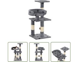 vidaXL Kattenspelletjes - Kattenkrabpaal - Kattenkrabpaal met sisal krabpalen 65 cm pootafdrukken grijs - Pluche Krabpaal - Sisalkrabbers - Kattenhuis