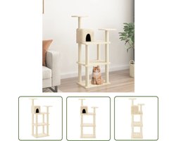 vidaXL Kattenspullen - Kattenkrabbers - Kattenkrabpaal met sisal krabpalen 118,5 cm crèmekleurig - Kattenhuis - Kattenboom - Kattenentertainment