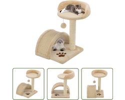 vidaXL Kattenspullen - Kattenkrabpaal - Kattenkrabpaal met sisal krabpaal 40 cm beige en bruin - Pluche Krabpaal - Sisalkrabpaal - Kattenhuis