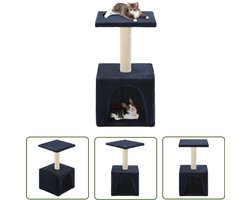 vidaXL Kattenspullen - Kattenkrabpaal - Kattenkrabpaal met sisal krabpaal 55 cm donkerblauw - Pluche Krabpaal - Sisalkrabpaal - Kattenhuis