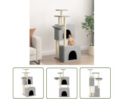 vidaXL Kattenspullen - Kattenmeubel - Kattenmeubel met sisal krabpalen 122 cm lichtgrijs - Sisalkrabbers - Kattentree - Kattenhuis