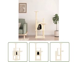vidaXL Kattenspullen - Kattenmeubel - Kattenmeubel met sisal krabpalen 132 cm crèmekleurig - Sisalkrabbers - Kattentree - Kattenhuis