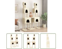 vidaXL Kattenspullen - Kattenmeubel - Kattenmeubel met sisal krabpalen 199 cm crèmekleurig - Sisalkrabpaal - Pluche Kattenmeubilair - Kattenhuis