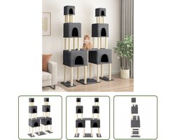 vidaXL Kattenspullen - Kattenmeubel - Kattenmeubel met sisal krabpalen 199 cm donkergrijs - Sisalkrabpaal - Pluche Kattenmeubilair - Kattenhuis
