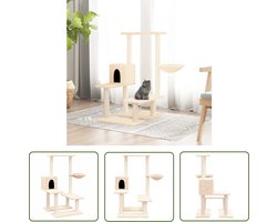 vidaXL Kattenspullen - Kattenmeubel - Kattenmeubel met sisal krabpalen 94,5 cm crèmekleurig - Sisalkrabpaal - Pluche Kattenmeubilair - Kattenhuisje