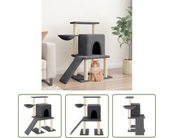 vidaXL Kattenspullen - Kattenmeubel - Kattenmeubel met sisal krabpalen 96,5 cm donkergrijs - Sisalkrabbers - Kattenhuis - Pluche Kattenbank