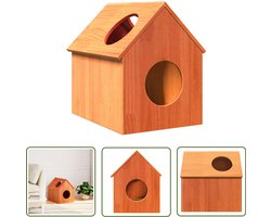 vidaXL Kattenverblijf - Kattenhuis - Kattenhuis 41x50x50 cm massief grenenhout wasbruin - Houtkattentuin - Kat Speelgoed - Kat Beschutting