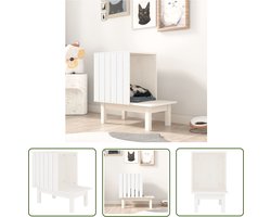 vidaXL Kattenverblijf - Katthuis - Kattenhuis 60x36x60 cm massief grenenhout wit - Houten Kattenhuis - Grenenhouten Kattenhuis - Wit Kattenhuis