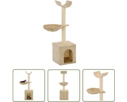 vidaXL Krabpaal - Kattenkrabpaal - Kattenkrabpaal met sisal krabpalen 105 cm beige - Kattenspullen - Pluche Krabpaal - Sisalkrabbers