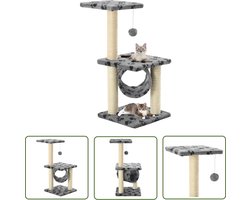 vidaXL Krabpaal - Kattenkrabpaal - Kattenkrabpaal met sisal krabpalen 65 cm pootafdrukken grijs - Kattenspullen - Pluche Krabpaal - Sisalkrabpaal