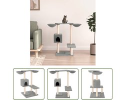 vidaXL Krabpaal - Kattenmeubel - Kattenmeubel met krabpalen 82 cm lichtgrijs - Kattenklimrek - Sisalkrabbers - Pluche Kattenbank