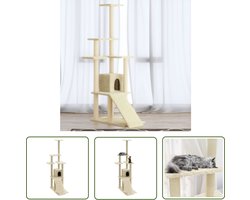 vidaXL Krabpaal - Kattenmeubel - Kattenmeubel met sisal krabpalen 155 cm crèmekleurig - Sisal - Kattenspelen - Kattenhuis