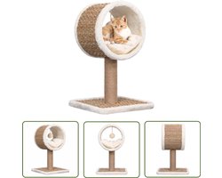vidaXL Krabpaal - Kattenmeubel - Kattenmeubel met tunnel en speeltje 56 cm zeegras - Kattenboom - Zeegras - Pluche