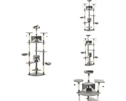 vidaXL Krabpaal - Krabpalen - Kattenboom - Kattenbomen - Kattenkrabpaal met sisal krabpalen 203 cm grijs en wit