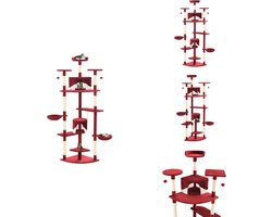 vidaXL Krabpaal - Krabpalen - Kattenboom - Kattenbomen - Kattenkrabpaal met sisal krabpalen 203 cm rood en wit
