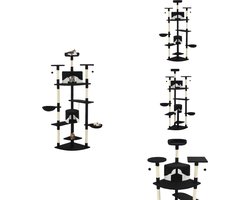 vidaXL Krabpaal - Krabpalen - Kattenboom - Kattenbomen - Kattenkrabpaal met sisal krabpalen 203 cm zwart en wit