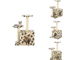 vidaXL Krabpaal - Krabpalen - Kattenboom - Kattenbomen - Kattenkrabpaal met sisal krabpalen 60 cm pootafdrukken beige