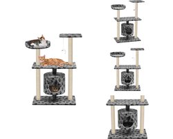vidaXL Krabpaal - Krabpalen - Kattenboom - Kattenbomen - Kattenkrabpaal met sisal krabpalen 95 cm pootafdrukken grijs