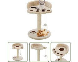 vidaXL Krabpalen - Kattenkrabpaal - Kattenkrabpaal met sisal krabpaal 40 cm beige en bruin - Kattenspelletjes - Pluche Krabpaal - Sisalkrabpaal