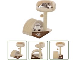 vidaXL Krabpalen - Kattenkrabpaal - Kattenkrabpaal met sisal krabpaal 40 cm beige en bruin - Kattenspullen - Pluche Krabpaal - Sisalkrabpaal