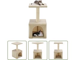vidaXL Krabpalen - Kattenkrabpaal - Kattenkrabpaal met sisal krabpaal 55 cm beige - Kattenspullen - Pluche Krabpaal - Sisalkrabpaal