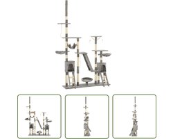 vidaXL Pluche Krabpaal - Kattenkrabpaal - Kattenkrabpaal met sisal krabpalen 230-250 cm grijs - Kattenboom - Kattenspelen - Kattenmeubilair