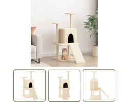vidaXL Sisalkrabpaal - Kattenmeubel - Kattenmeubel met sisal krabpalen 110 cm crèmekleurig - Kattenspullen - Katentoestellen - Katvriendelijk