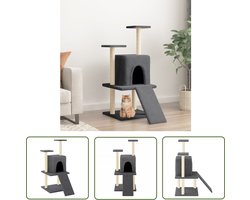 vidaXL Sisalkrabpaal - Kattenmeubel - Kattenmeubel met sisal krabpalen 110 cm donkergrijs - Kattenklimrek - Kattenhuis - Pluche Kattenbank