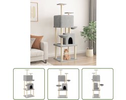 vidaXL Sisalkrabpaal - Kattenmeubel - Kattenmeubel met sisal krabpalen 180 cm lichtgrijs - Kattenklimrek - Kattenspullen - Kattenhuis