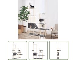 vidaXL Sisalkrabpaal - Kattenmeubel - Kattenmeubel met sisal krabpalen 279 cm donkergrijs - Kattenklimrek - Kattenhuis - Pluche Kattenbank
