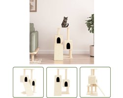 vidaXL Sisalkrabpaal - Kattenmeubel - Kattenmeubel met sisal krabpalen 82 cm crèmekleurig - Kattenklimrek - Kattenhuis - Pluche Kattenmeubilair