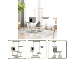 vidaXL Sisalkrabpaal - Kattenmeubel - Kattenmeubel met sisal krabpalen 94,5 cm lichtgrijs - Kattenklimrek - Kattenhuis - Pluche Kattenbank