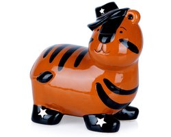 Vilde Serie - Keramische Spaarpot - Tijger - Decoratief - Oranje